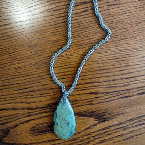 Handmade byzantine necklace with natural stone pendent